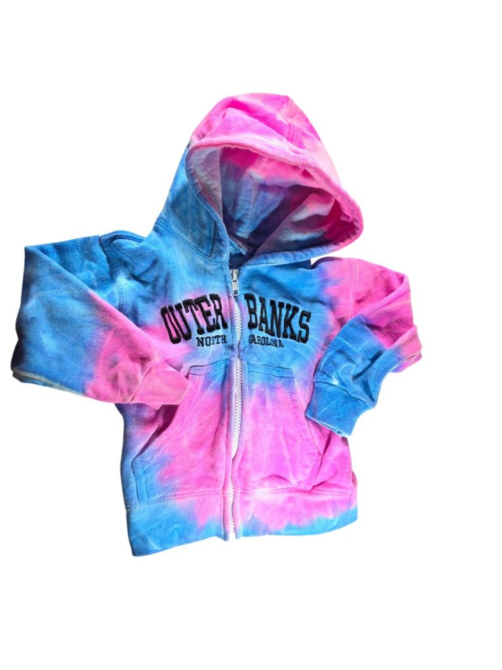 Kids hoodie Outer Banks Tie-Dye 4T Pink Blue Happy Kids zip up spring fall vacay